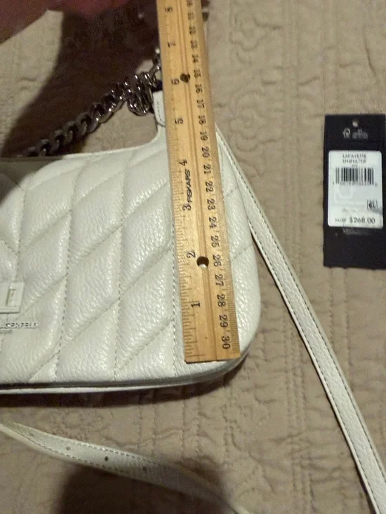 Karl Lagerfeld Quilted Cream Shoulder Bag with Silver Hardware - Picture 7 of 12